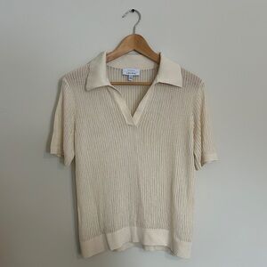 & Other Stories Cream Knitted Polo Top